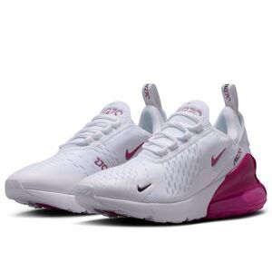 Nike Air Max 270 Shoes White/Black/Sweet Beet Size 6Y/7.5 Women’s